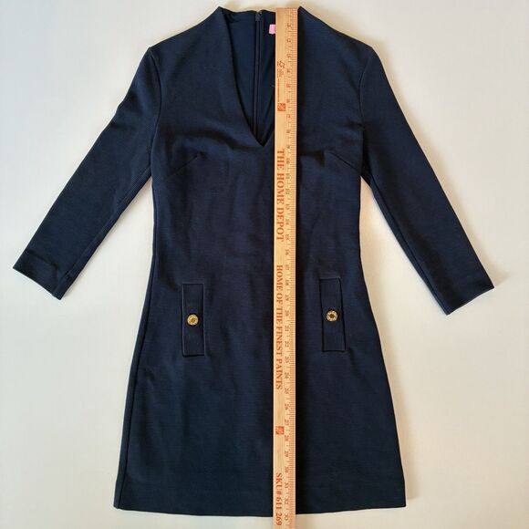 Lilly Pulitzer Charlena Navy Shift Dress XS Career Holiday Office Preppy Winter - Picture 4 of 16